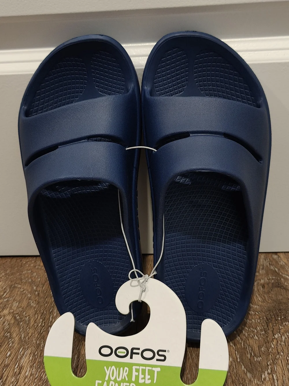 OOFOS Navy Slide OOahh Recovery Sandals